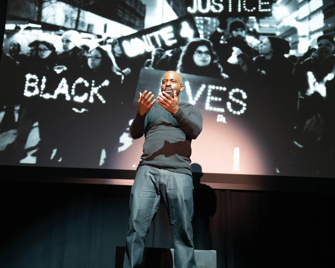 Bryonn Bain performs Lyrics From Lockdown at the Skirball Cultural Center (2022). Photo by Chandler Allen.
